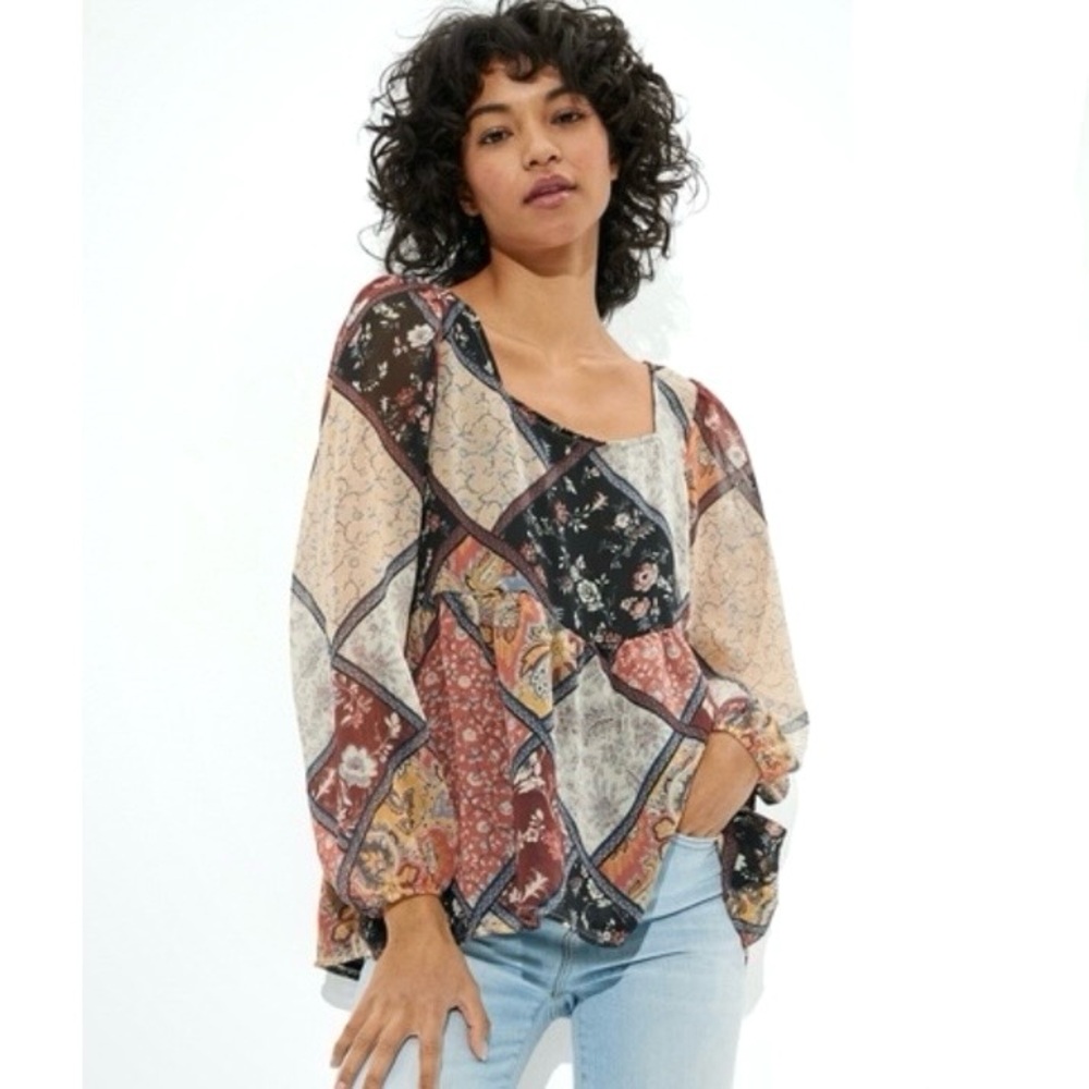 American Eagle Multicolor Patchwork Tie Back Baby… - image 1